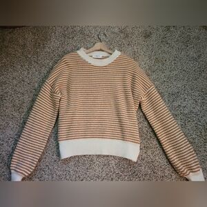 Carly Jean Los Angeles Orange and Cream Crew Neck Sweater